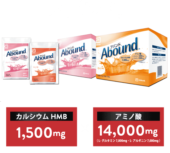 アバンド オレンジ味とストロベリー味の紹介 カルシウムHMB 1,500mg アミノ酸 14,000mg